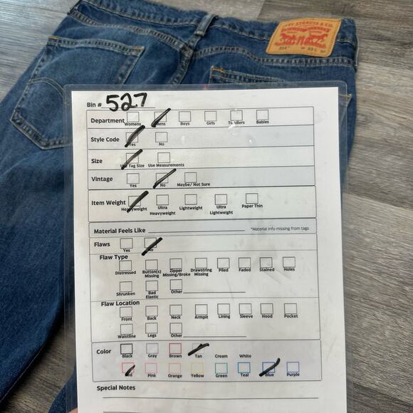 Levi's 514 Red Tab Mid Wash Faded Blue Mens 32x29 Straight Worn‎ In Denim Jeans - Picture 8 of 11